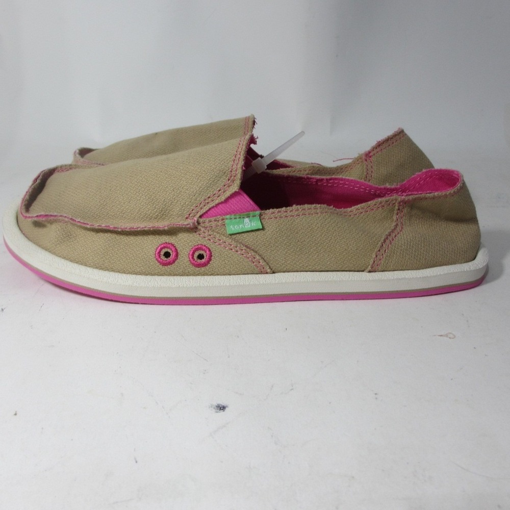 Sanuk Donna Hemp Neon Women 10 Tan Pink New Loafers 1100693 NNT